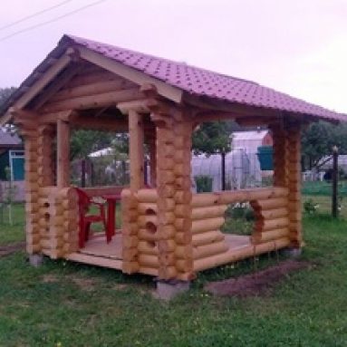 Беседка из брёвен своими руками: проект и исполнение