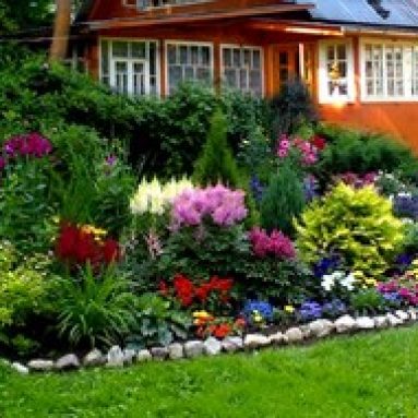 Оформление цветника перед домом своими руками